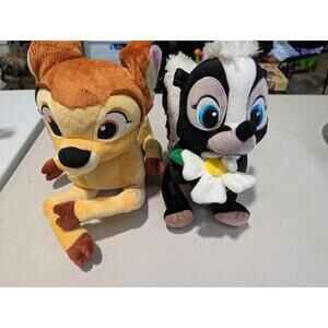 Disney Store Bambi And Flower Stuffies Plush 8 Inches